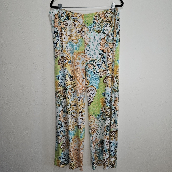 Chico's Size 3 Extra Large XL Palazzo Pants Multicolor Art To Wear Wide Leg - Picture 2 of 15